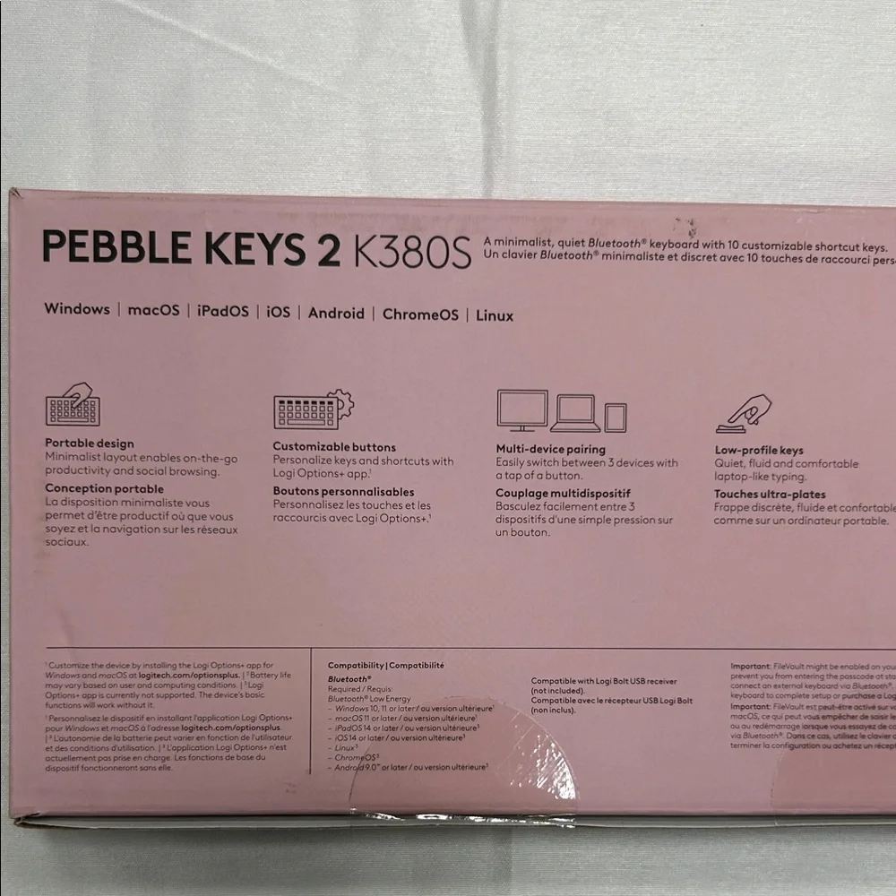 New🪄Logitech K380S Wireless Keyboard in Pink